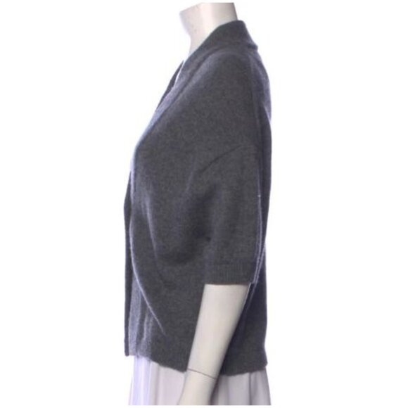 Vince Charcoal Cashmere Alpaca Wool Short Sleeve Cardigan - Picture 5 of 6